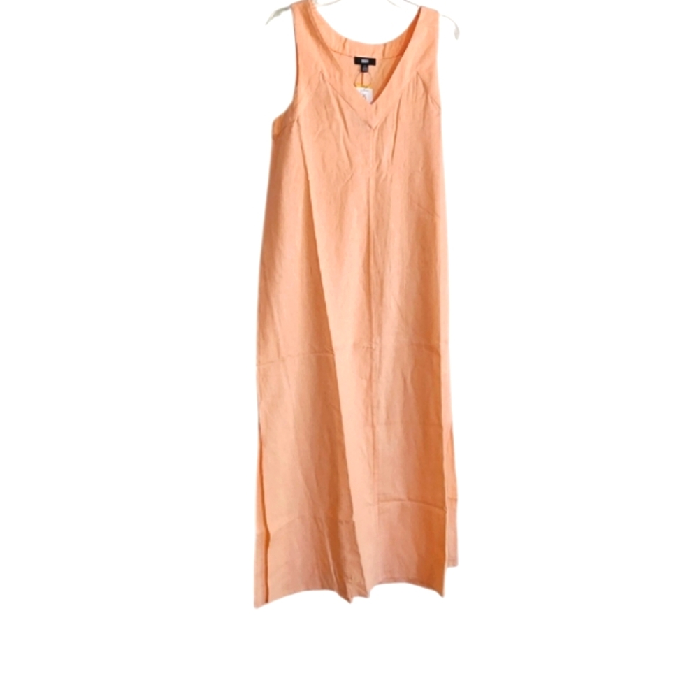 PEACH COLOR LINEN BLEND MAXI DRESS SZ MEDIUM NWT